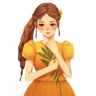 黄色衣服女孩免抠