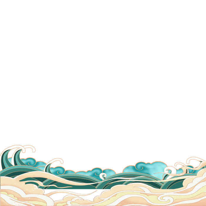 中国风国潮插画海浪波浪背景装饰浪花图案元素