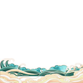 中国风国潮插画海浪波浪背景装饰浪花图案元素