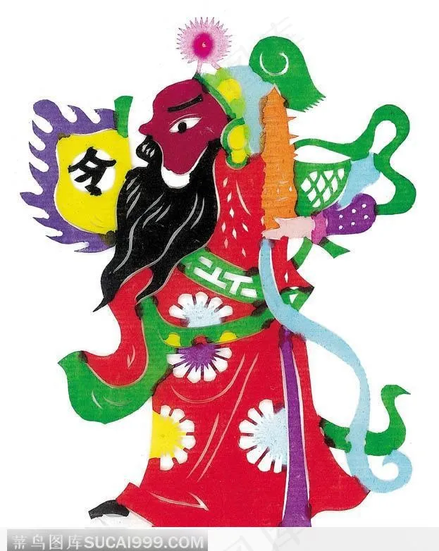 剪纸关羽