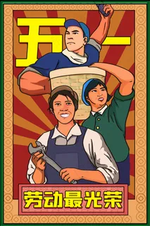 劳动节海报 红色劳动节海报