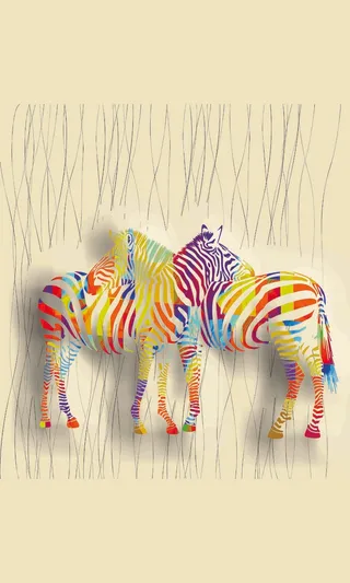 彩色斑马装饰画