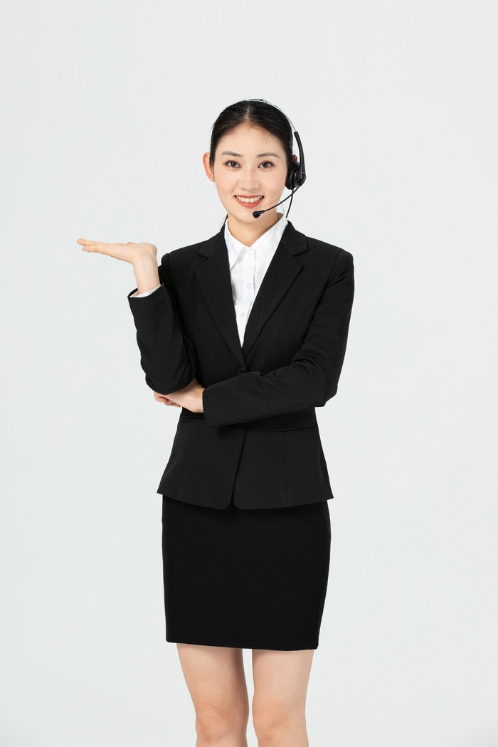 女性盘头马尾辫职业客服】psd模版下载