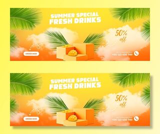 广告夏天饮料果汁横幅