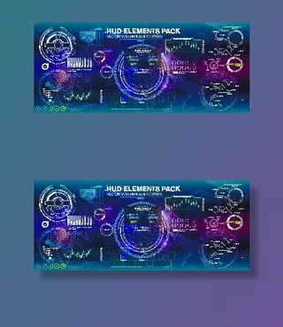 科幻未来科技操作仪表盘HUD元素图游戏UI图标界面边框矢量AI素材