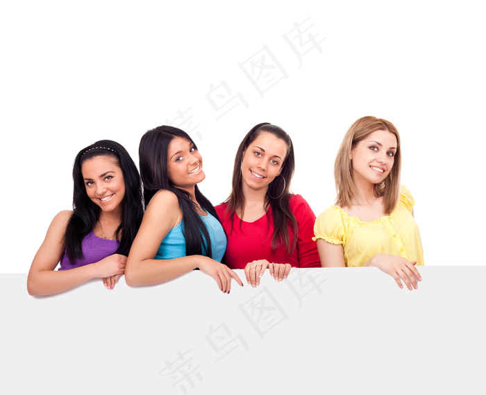 空白广告牌四个女生图片