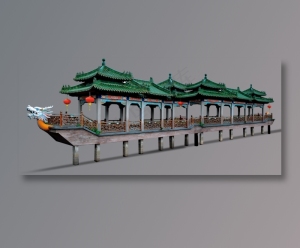 端午节宣传海报素材亭子走廊龙头建筑png免扣素材