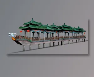 端午节宣传海报素材亭子走廊龙头建筑png免扣素材