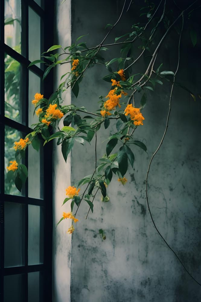 桂花橙色意境故事背景(2400x3600)
