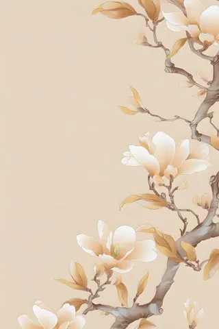 花朵白色国风简约背景