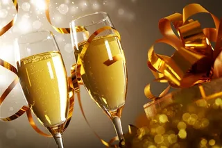 香槟与金色丝带高清图片