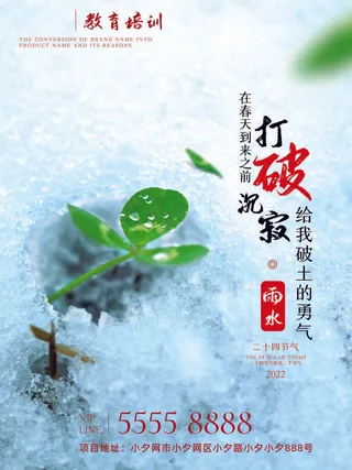 创意24节日二十四节气雨水春节春天宣传祝福海报模板PSD设计素材