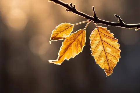 秋天黄叶上的白霜摄影图