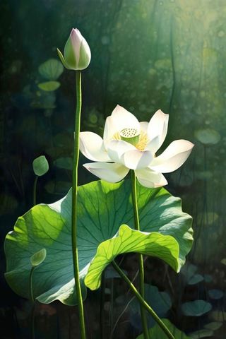 绿色简约荷花摄影背景图