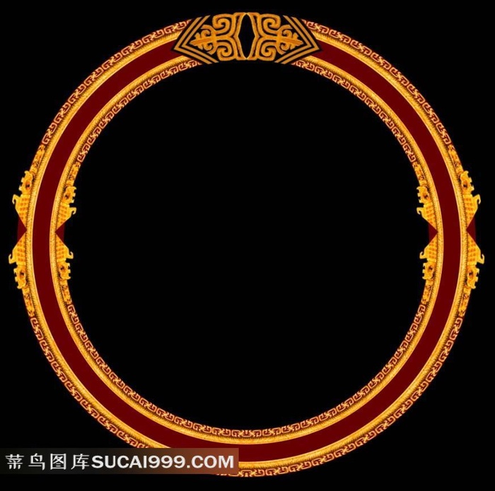 中国古典纹饰金色圆环物件