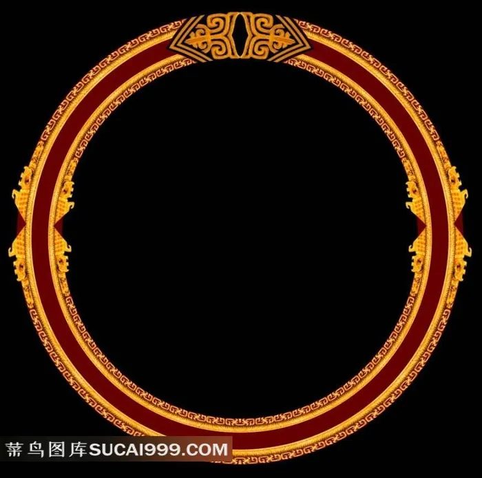 中国古典纹饰金色圆环物件