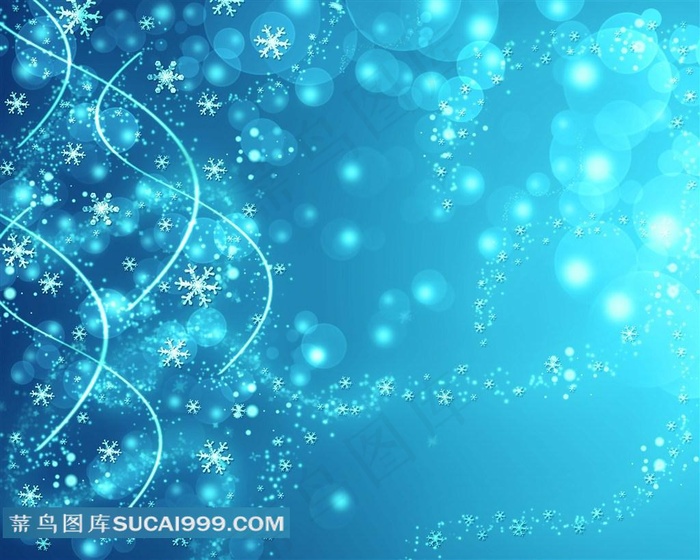 高清蓝色线条雪花圣诞背景图片下载