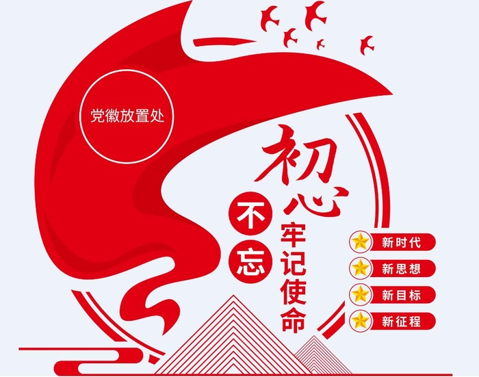 竖版不忘初心牢记使命党建文化墙