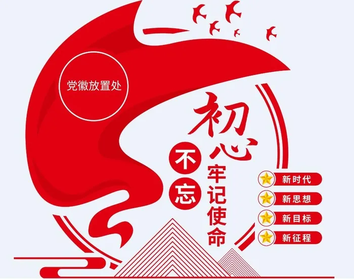 竖版不忘初心牢记使命党建文化墙