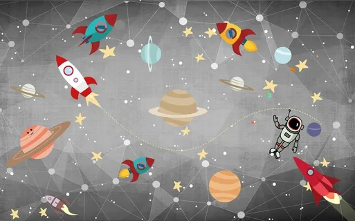 卡通儿童房背景墙壁纸壁画壁布