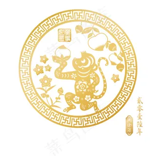 猴年剪纸 剪纸风元素