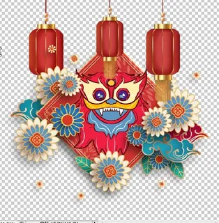 设计祝贺新年舞狮背景