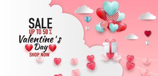 情人节气球爱心粉白色背景