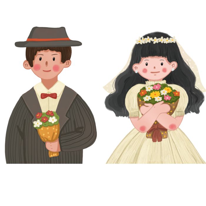 婚纱卡通人物婚礼白纱结婚婚纱摄影手绘