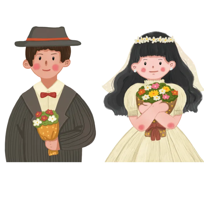 婚纱卡通人物婚礼白纱结婚婚纱摄影手绘