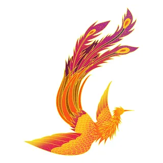 手绘国潮中国风神龙凤凰卡通形象插画装饰元素图案PSD设计素材