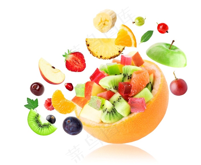 高清创意水果拼盘飘散水果图片