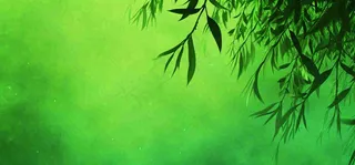 绿色简约绿植绿叶手绘插画笔墨意境