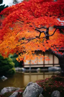 秋末雨过红枫叶苏州庭院风景摄影图