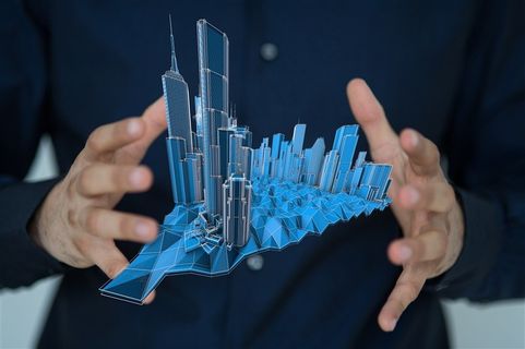 3d建筑模型商务海报高清图片