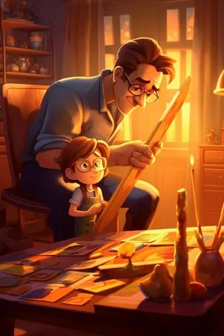 父亲教孩子画画陪伴孩子背景2