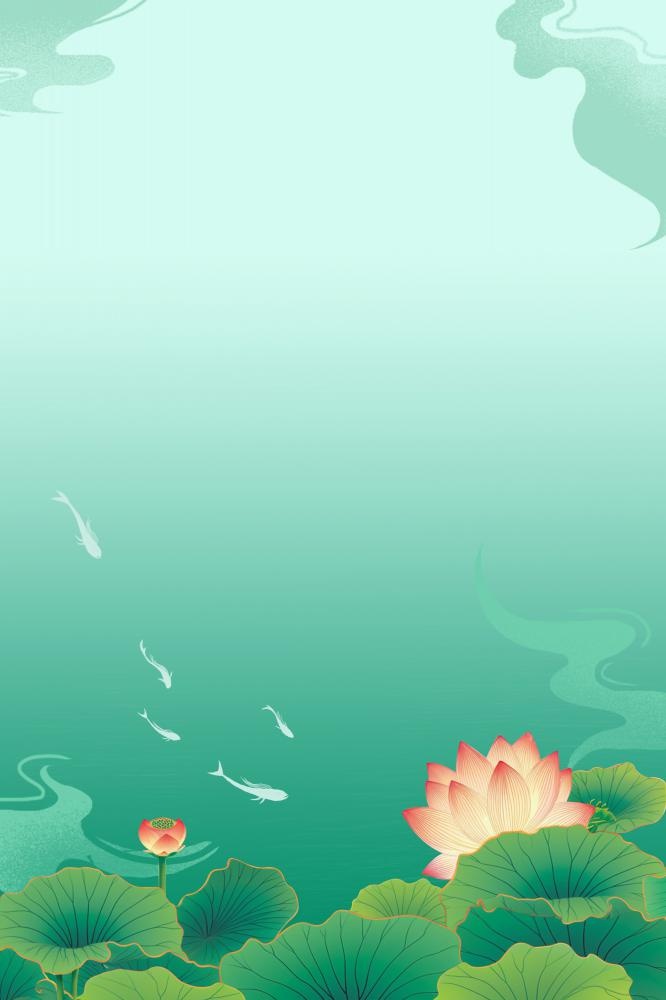 清新荷花手绘背景