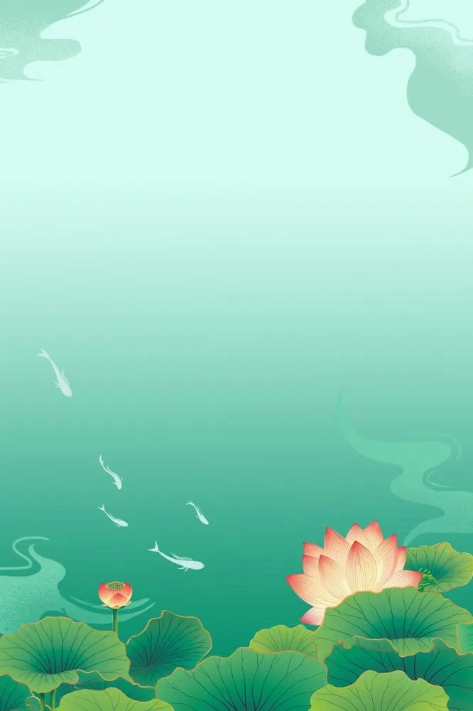 清新荷花手绘背景