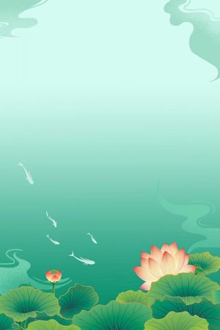 清新荷花手绘背景