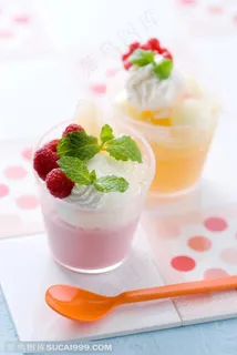 甜品店广告素材 草莓芒果奶油夏日冰品