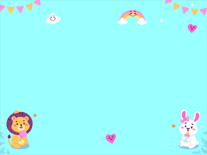 蓝色背景狮子和兔