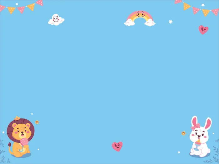 蓝色背景狮子和兔psd模版下载