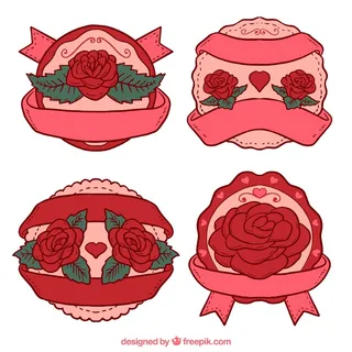 免抠红色玫瑰标签