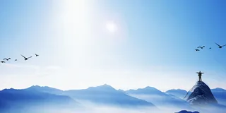 简约风格年中总结蓝色背景