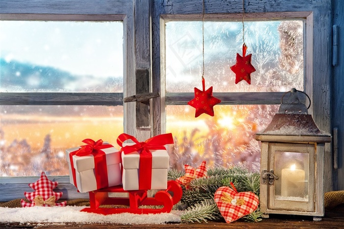 圣诞节元素与礼盒图