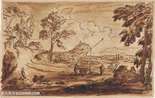 素描树林简约挂画装饰画手绘插画