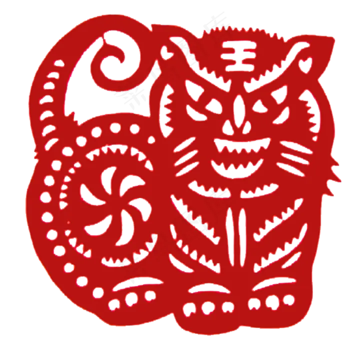 虎年剪纸虎素材图