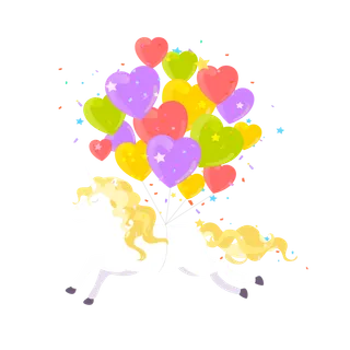 彩色气球束和独角兽矢量