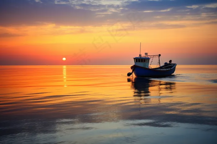 夕阳海边落日余晖摄影图(4032x2688)