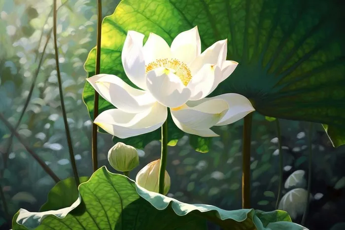 绿色简约荷花摄影背景图(1344x896)