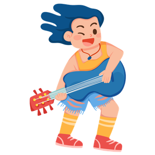 卡通手绘酷拽可爱玩乐器人物乐器培训 